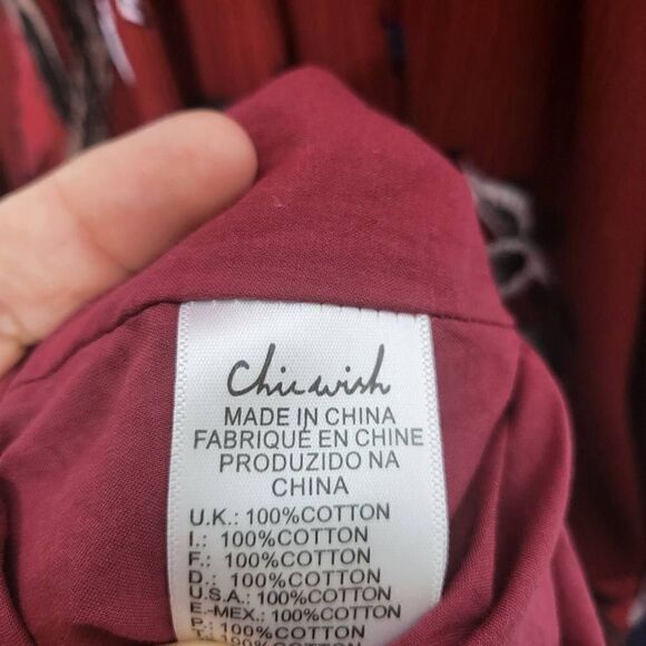 Chicwish Burgundy Red Floral Boho Maxi Dress Size Large - Picture 12 of 12